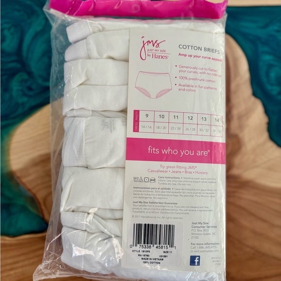 Just My Size White Cotton Briefs 5-Pack - Picture 2 of 2